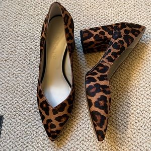 Leopard shoes with chunky heels, size 7